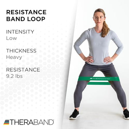 THERABAND Resistance Band Loop, Exercise, Workout, Physical Therapy, Green - color: Green - Heavy, size: 12 Inch