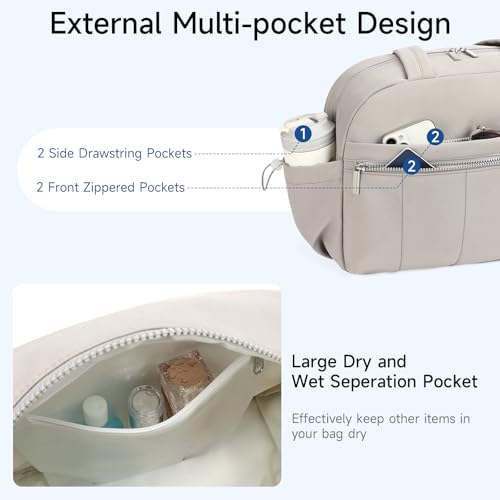 Handbag for Women Yoga Bag Large Capacity Yoga Pad Buckle with Shoe Compartment Water Bottle Sports Gym Bag Travel - color: D03-grey