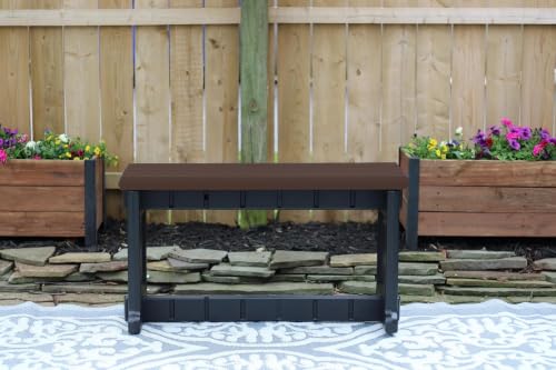 Outdoor Bench, Multiple Colors and Pack Sizes, Click-and-Lock Hardware-Free Assembly, Durable All-Weather Seating, Proudly Made in the USA (Espresso/Black, 1 Pack) - color: Espresso/Black, size: 1 Pack