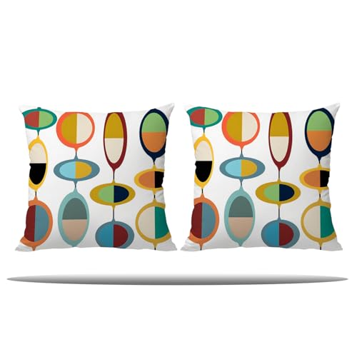 Mid Century Modern Throw Pillows Cover - Abstract Modern Pillow Covers Themed Decorative for Couch Sofa Bed Living Room Bedroom 18x18 inches Set of 2 - color: 10-white-167