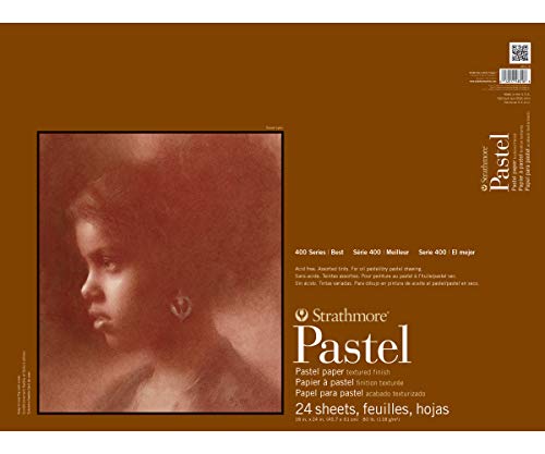 Strathmore 400 Series Tape Bound Pastel Pad, 80 lb. Textured Surface, 18 X 24 inches, Assorted Colors, 24 Sheets (403-18) - size: 18x24