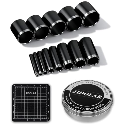 Leather Circle Cutter Tool Set, 13 Pieces Small Circle Punch Tools 1/3/5/7/9/11/13/15/17/19/21/23/25mm, High Carbon Steel Round Cutting Dies - Leather Hole Punch Tool Kit for DIY Leathercrafts - size: 13 Sizes