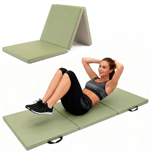 Foldable Yoga Mat, 2" Fitness Mats, Extra Thick & Non-Slip - color: Green