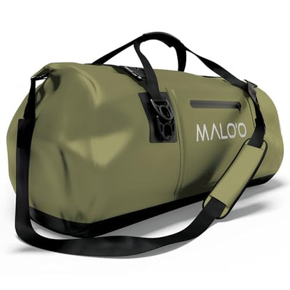 Malo’o Waterproof Dry Duffel, Heavy-Duty Roll Top Waterproof Gear Bag with Shoulder Strap & Molle Loops, Marine Duffel for Kayaking, Boating, Camping, Beach & Travel, Dark Green, 60L - color: Dark Green, size: 60L