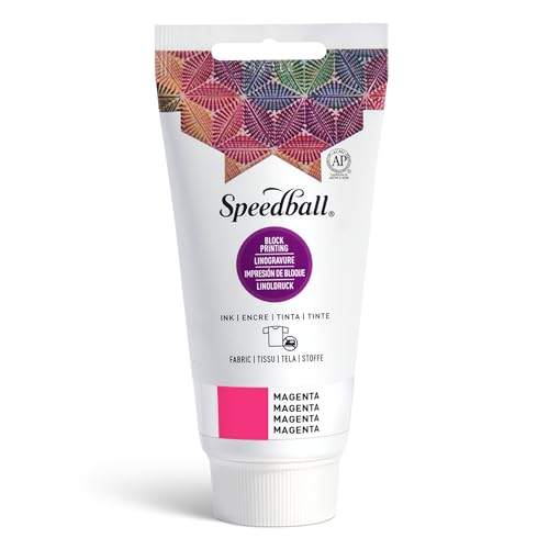 Speedball Fabric Block Printing Ink, 2.5-Ounce, Magenta - Print on Textiles & Paper - Made in USA - color: Magenta, size: 2.5 fl oz
