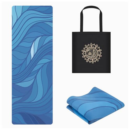Foldable Yoga Mat, 1.5mm Thick Exercise Yoga Mat With Carry Bag | 72" L x 24" W, Non-slip Suede Fitness Travel Yoga Mat for Hot Yoga, Exercise, Pilates, Home & Gym Use, 3 lbs - color: Blue
