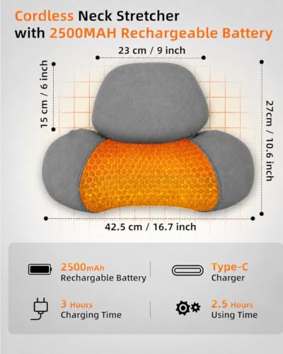 Upalled Cordless Heated Neck Massager Pillow for Pain Relief Deep Tissue