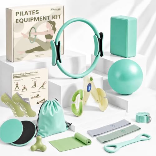 Pilates Kit for Women, At Home Equipment Set for Full Body Workout - color: Green