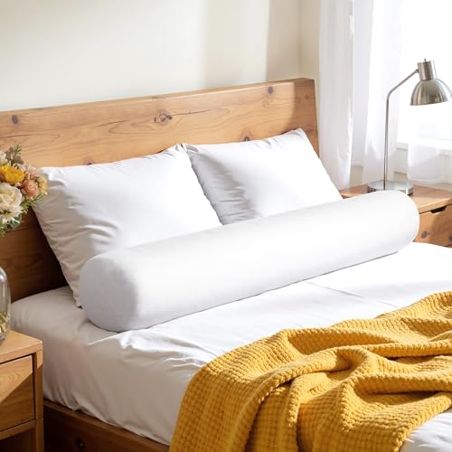 SyMax 7.8"x47" Body Pillow for Adults, Long Round Body Pillow for Adults, Bolster w/Removable Polyester Cover, Headboard Gap Filler Pillow, White - color: White, size: 47.1 inch