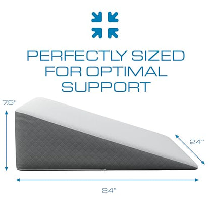 Kolbs Bed Wedge Pillow for Sleep Apnea, FSA Eligible Acid Reflux, and Back Pain Relief, with Chic Jacquard Cover - Headboard Wedges for Sleeping (Standard Width 7.5" Height) - size: Standard Width 7.5" Height - Grey
