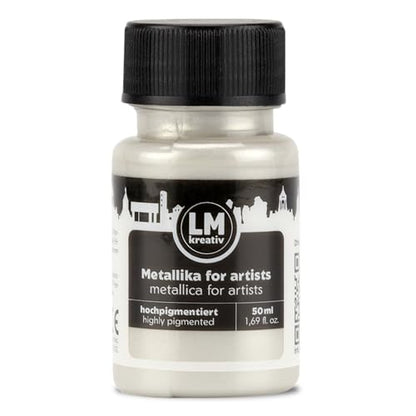 Metallic Acrylic Paint 1.69 fl oz - White - Premium Metallic Paint for Artists and Crafters. High Coverage, Lightfast & Durable. Ideal for Canvas, Wood, Ceramic & More - color: White