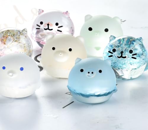Silicone Resin Molds for Jewelry Keychain Pendent Necklace, Cute Animal Orbs Piglet Chicken Bear Shape Ornaments Casting Molds for UV Resin Crafts, DIY Jewelry Making (Mirror & Matt) (1pc) - size: 2 in 1 Animal