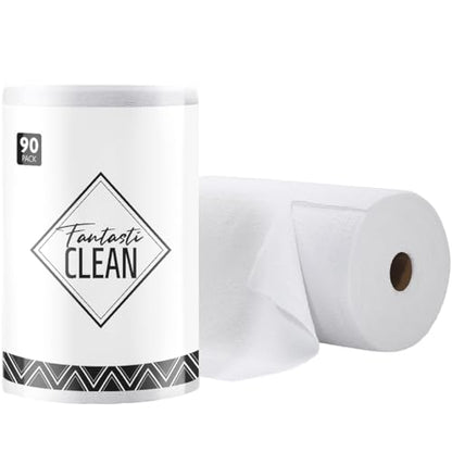 Fantasticlean Microfiber Cleaning Cloth Roll- 90 Sheets, 12" x 12" (White) - color: White, size: 90 pack