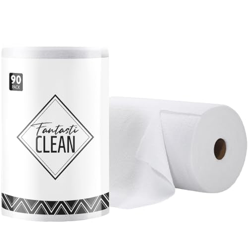 Fantasticlean Microfiber Cleaning Cloth Roll- 90 Sheets, 12" x 12" (White) - color: White, size: 90 pack