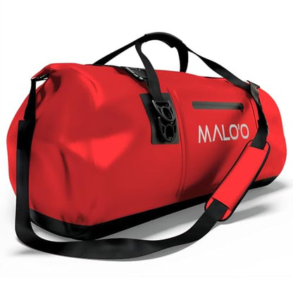 Malo’o Waterproof Dry Duffel, Heavy-Duty Roll Top Waterproof Gear Bag with Shoulder Strap & Molle Loops, Marine Duffel for Kayaking, Boating, Camping, Beach & Travel, Red, 100L - color: Red, size: 100L