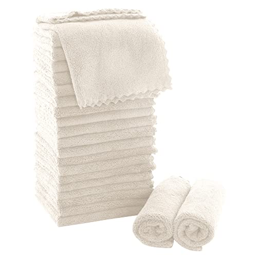 MOONQUEEN Ultra Soft Premium Washcloths Set - 12 x 12 inches - 24 Pack - Quick Drying - Highly Absorbent Coral Velvet Bathroom Wash Clothes - Use as Bath, Spa, Facial, Fingertip Towel (Cream) - color: Cream, size: 12 x 12 Inch(Pack of 24)