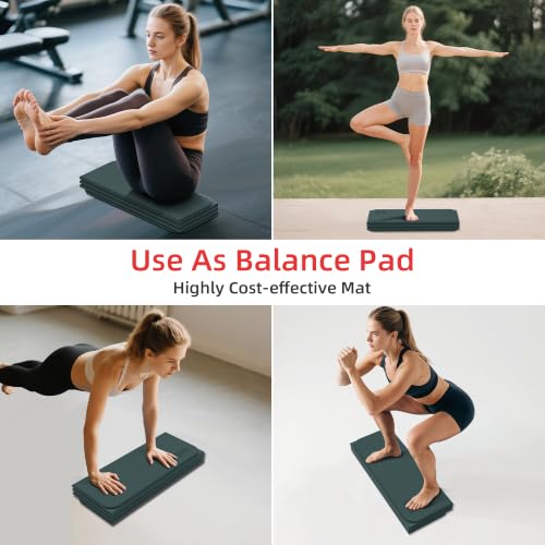 WEILA 1/2 Inch 70"x24" Foldable TPE Yoga Mat, Thick Non Slip Pilates Mat - color: Avocado