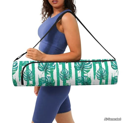 Yoga Mat Bags for Women Lightweight Gym Bag with Strap Full Zip Yoga Accessories - color: Stripe Palm