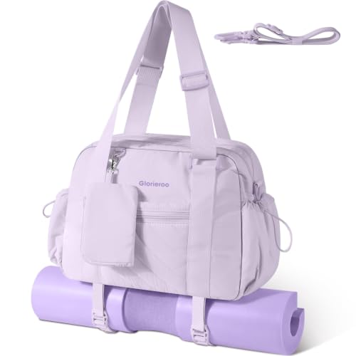 Small Gym Bag for Women - Duffle Weekender Work Duffel Carry on Tote Bag - color: Purple