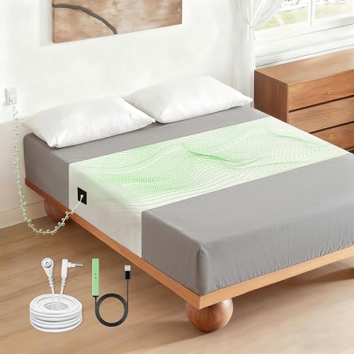 Grounding Sheets Mat for All Mattress Sizes,10% Silver Fiber+90% Cotton Fitted Grounding Mat for Bed Grounded Sheets Earth Mat Pad,Earth Connected, Healthy Sleep(White, 106 * 23.6 inch) - color: White