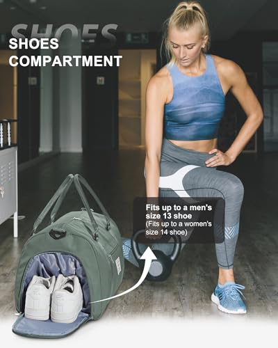 Gym Bag Womens Mens with Shoes Compartment Travel Duffel Bag for Women for Plane Sport Gym Tote Bags Swimming Yoga Weekend Overnight Carry on Bag Hospital Holdalls 4Pcs Set Dark Green - color: P2-Dark Green
