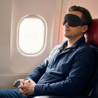 Sleep Mask 3D Contoured Black 1pc Eye Cover with Deep Cup Design Adjustable Strap Soft Touch Fabric for Night Rest Travel Naps Office Breaks and Daily Wind Down - color: Black