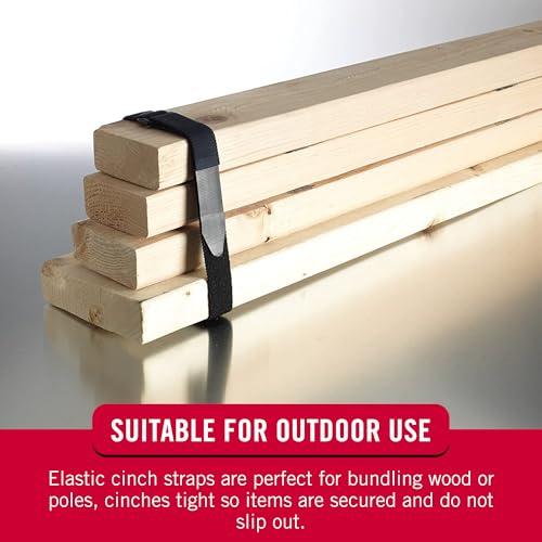 VELCRO Brand Elastic Cinch Straps with Buckle, 30in x 1in, Black, 4 Pack | Stretchable And Adjustable For A Snug Fit; Fastens Yoga Mats, Outdoor Umbrellas, Wood, Tarps, Blankets, Poles, And Gear - size: 4PK Large 30"