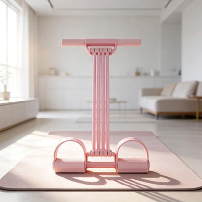 Pedal Resistance Band with Handle, 2026 New Upgraded 8-Tube 3-in-1 Multi-Function Foot Pedal Puller for Back Stretch & Chest Expand, Portable Latex Fitness with 4 Extra Replacement Tubes - color: Pink