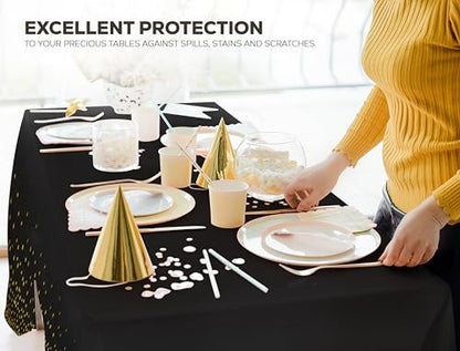 Utopia Kitchen Plastic Table Cloth Disposable (12 Pack - 54x108 Inch) Black Gold Dots Rectangle Tablecloth Waterproof Stain Resistant Party Table Cover - color: Black Gold Dots, size: 54X108 Inch - 12PC