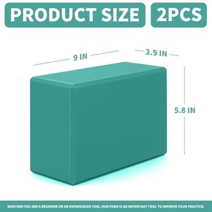 Yoga Blocks 2 Pcs, 9"x6"x3" Yoga Brick Foam Blocks EVA Foam Block Yoga Props Accessories for Yoga Pilates Stretching and Meditation - color: Light Blue