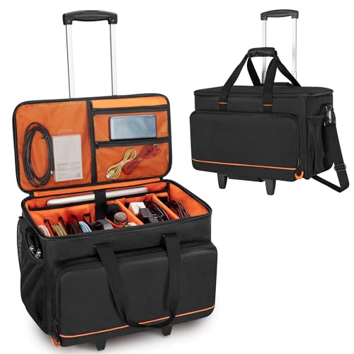 Trunab Rolling DJ Cable File Bag, Travel Gig Bag with Hard Padded Bottom