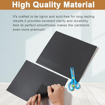 Silunkia 28 Sheets Shimmer Black Cardstock 8.5 x 11 Heavyweight Paper 92lb | Black Construction Paper Card Stock for Making Card, Greeting Cards, Office, Scrapbooking, Wedding Invitations - color: Black, size: 28 Sheets