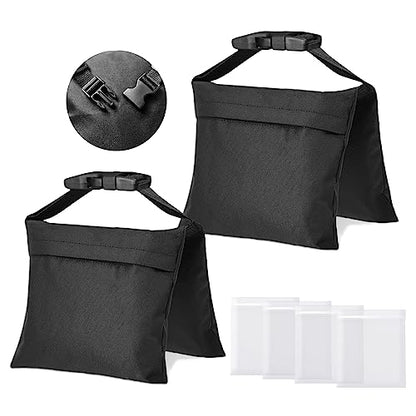 2 Packs Sandbags, Heavy Duty Sand Bags with 4 PE Bags, Sand Bags with Buckle Straps for Support Light Stand, C Stand, Light Stand with Caster, More 2/4/6/8 Packs Sandbag to Choose. - size: 2 PCS