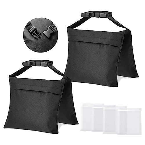 2 Packs Sandbags, Heavy Duty Sand Bags with 4 PE Bags, Sand Bags with Buckle Straps for Support Light Stand, C Stand, Light Stand with Caster, More 2/4/6/8 Packs Sandbag to Choose. - size: 2 PCS