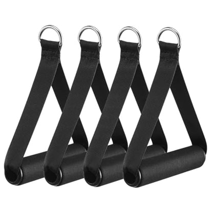 Garneck 4pcs Resistance Band Handles Plastic D Ring Exercise Strap Foam Handle Band Fitness Equipment for Home Gym Overhead Strength Training Stretching Black - color: 4pack