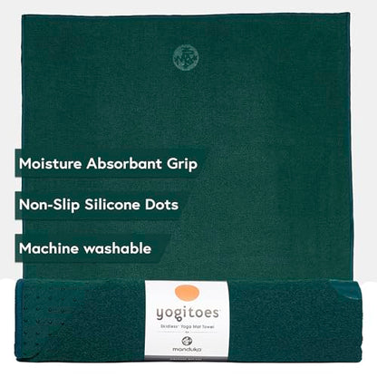 Manduka Yogitoes Hot Yoga Mat Towel - 71" | Moisture Activated Grip | Patented Silicone Nubs | Highly Absorbent, Durable & Easy Care | Made from Recycled Materials | 71 x 24 Inches | Deep Sea - color: Deep Sea, size: 71" x 24"