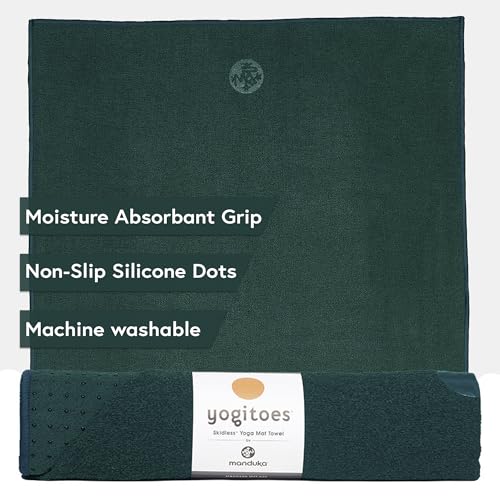 Manduka Yogitoes Hot Yoga Mat Towel - 71" | Moisture Activated Grip | Patented Silicone Nubs | Highly Absorbent, Durable & Easy Care | Made from Recycled Materials | 71 x 24 Inches | Deep Sea - color: Deep Sea, size: 71" x 24"