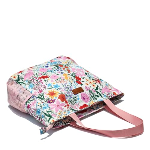 ESVAN Original Floral Water Resistant Large Tote Bag Shoulder Bag for Gym Beach Travel Daily Bags Upgraded - color: A Pink