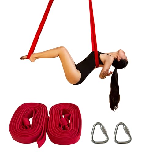PRIOR FITNESS Aerial Loops Set,SGS Certified,9ft Yoga Straps Trapeze 2pcs - color: red