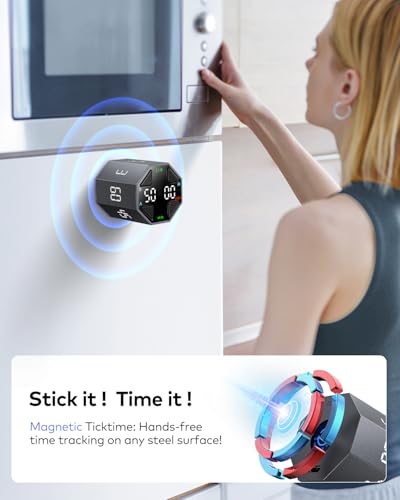 Ticktime T8 Pomodoro Timer Cube for Focus, Study, Work, Task, ADHD, Kitchen - color: Gray