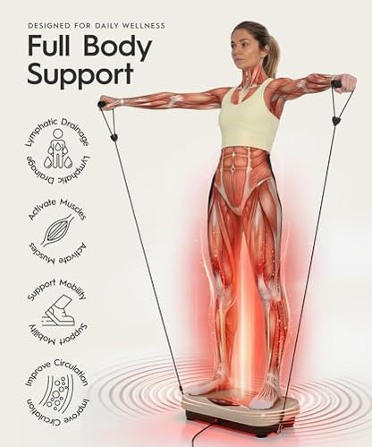 REVO Wave Board with Red Light Therapy | Vibration Plate for Lymphatic Drainage with Bluetooth Speakers, Resistance Bands, Remote | Exercise Machine for Full Body Workout Platform | 330 Lbs Capacity