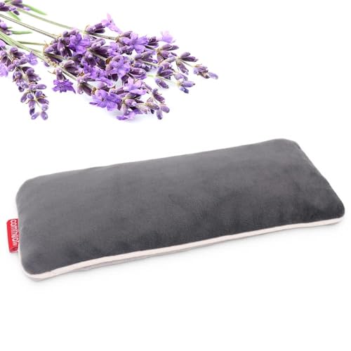 Lavender Weighted Eye Pillow for Yoga Relaxation FSA Eligible HSA | Microwavable Moist Heat Eye Compress Mask Pillow with Washable Cover for Meditation, Yoga, Spa, Sleeping, Migraine Relief - color: Gray (Lavender Scent)