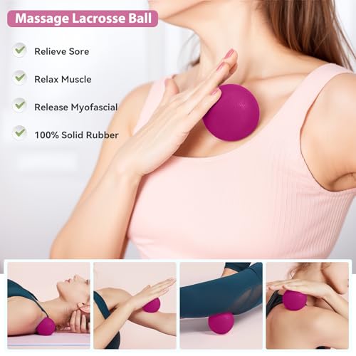 HASHMUST Pilates Ring Kit 12 PCS for Women, Home Workout Equipment with Magic Circle, Mini Exercise Ball, Resistance Bands, Massage Lacrosse, Yoga Strap, Full-Body Fitness Set for Toning & Gift - color: Pink