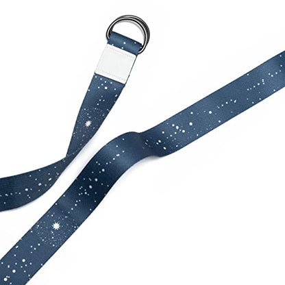 yogadesignlab | The Yoga Strap | Luxurious, Extra Long, Super Soft, Eco Printed | Studio Quality, Adjustable | Safely Stretch Further and Hold Longer | 8 ft Long - color: Celestial, size: 240cm