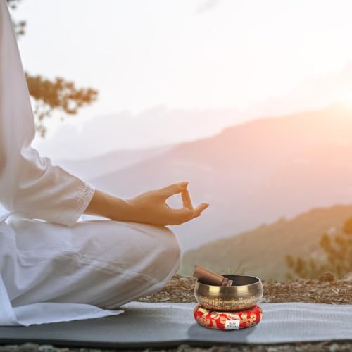 Kmise Tibetan Singing Bowls Set- Handmade in Nepal Meditation Sound Bowls for Yoga, Meditation, Mindfulness, Healing and Chakra Balancing, Stress Relief (5'，Ganesha) - color: 5inch Ganesha