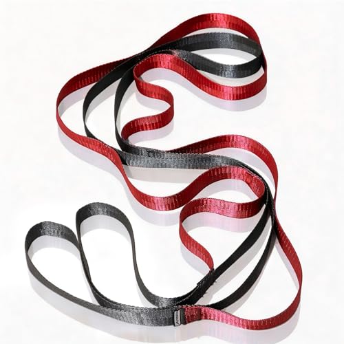 Acozycoo Stretching Strap with Loops for Leg Calf Back Physical Therapy | Non-Elastic Yoga Strap for Stretching,Stretch Band,Leg Lifter,Rehab,Knee,Hip,Pilates,Flexibility Training,Hamstring,Fascia - color: Red