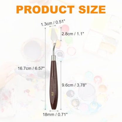 HARFINGTON 5pcs Palette Knife Painting Tool 1.1 x 0.59 Stainless Steel Art Spatula Pallet Knives Scrapers Tools with Beech Wood Handle for Acrylic Oil Canvas Mixing Spreading, Red/Silver - size: 1.1" x 0.59"