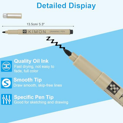 PATIKIL Micro Pen Fineliner Pens, 4Pcs 1mm Medium Point Drawing Pens Waterproof for Archival Artist Calligraphy Illustration Journaling Sketch, Black - size: 1mm