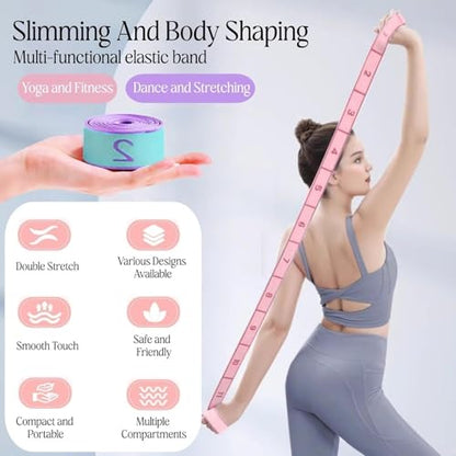 Multi-Loop Stretch Band - Yoga, Pilates, Ballet, and Physical Therapy Stretching Strap for Flexibility, Leg Stretching, and Exercise - Durable Stretching Equipment - color: Blue - 11 Loops