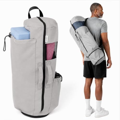 MAGNILAY Expandable Yoga Mat Bag, Adjustable Strap, Black, Large - color: Cool Grey